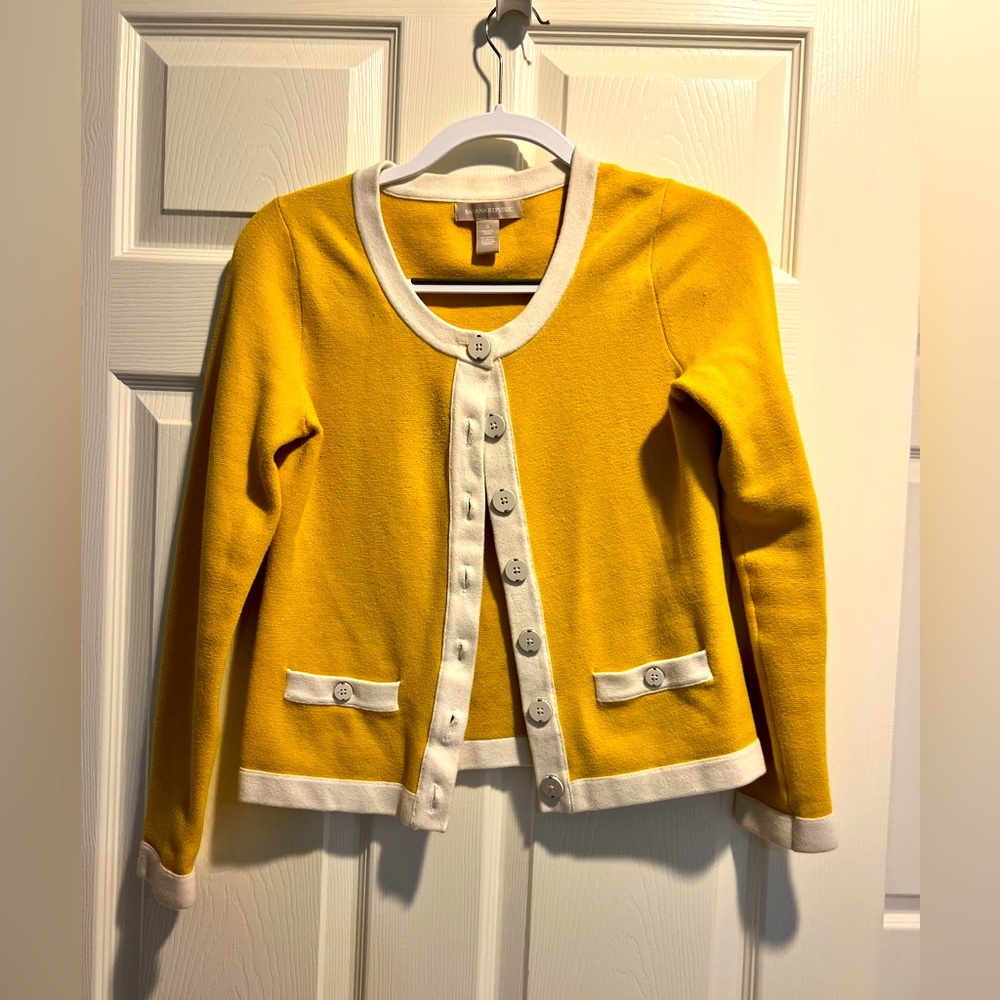 Banana Republic yellow button down sweater. Size small